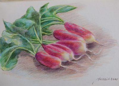 Les radis rouges crayons de couleur