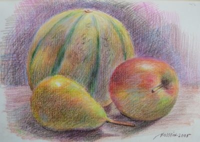 Melon et raisins crayons de couleur